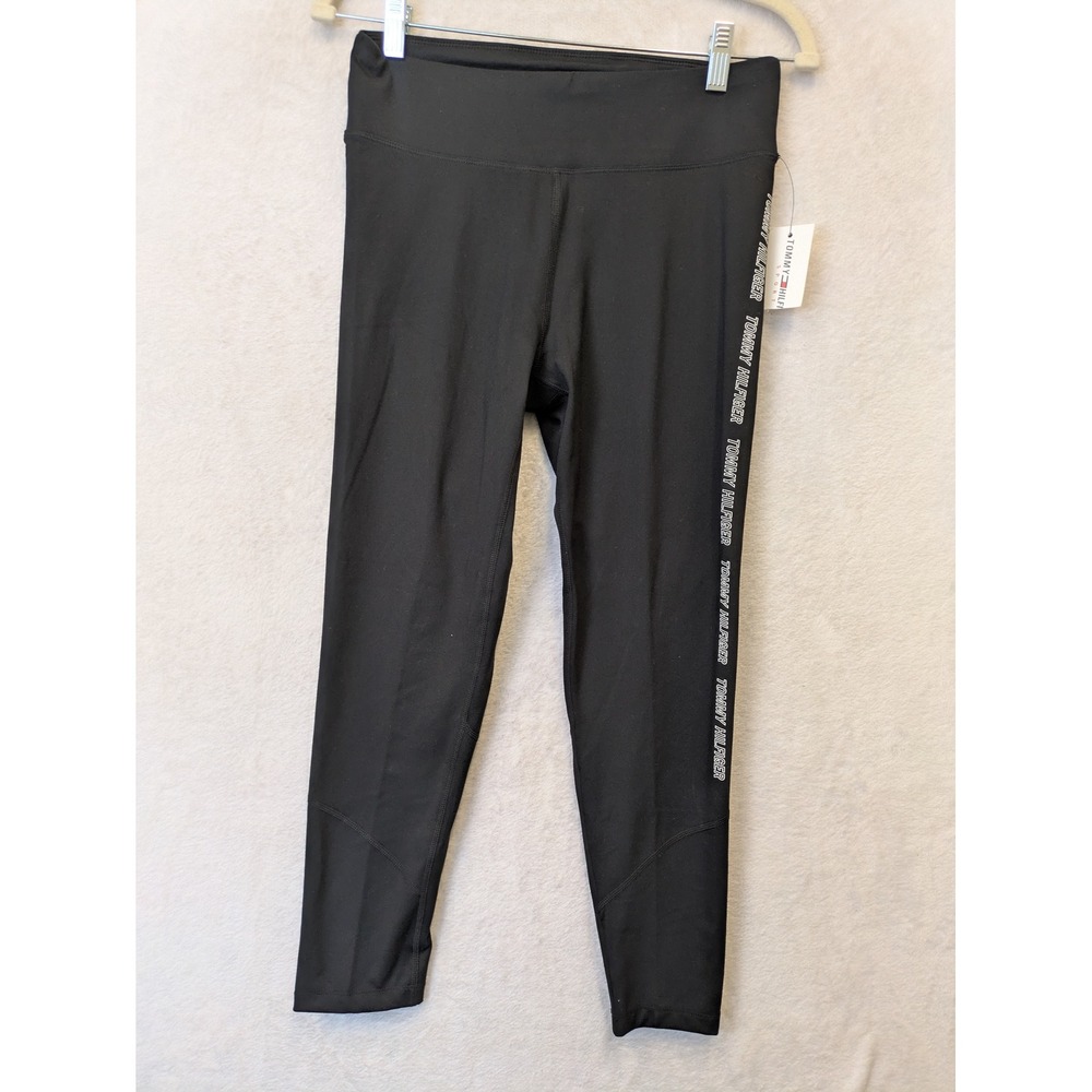 Tommy Hilfiger Sport Women's Size M Black Logo Side Tape High Rise Leggings NWT